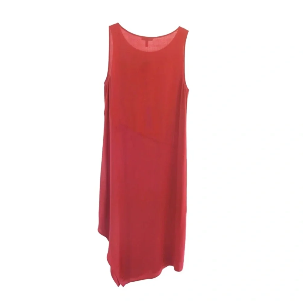 $378 Eileen Fisher Silk Dress Medium 10 12 100% Silk Crepe Flutter Hem Sleeveles - Picture 5 of 12